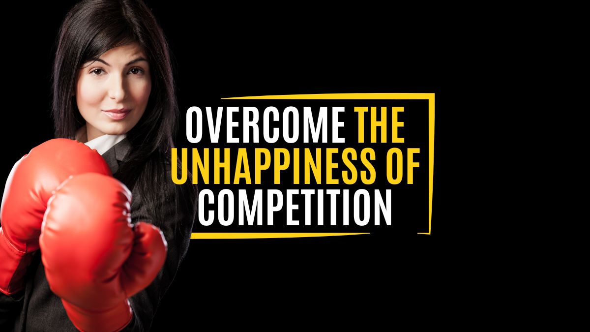 Home 34 a beautiful lady with the boxing gloves saying overcome the unhappiness of the competition