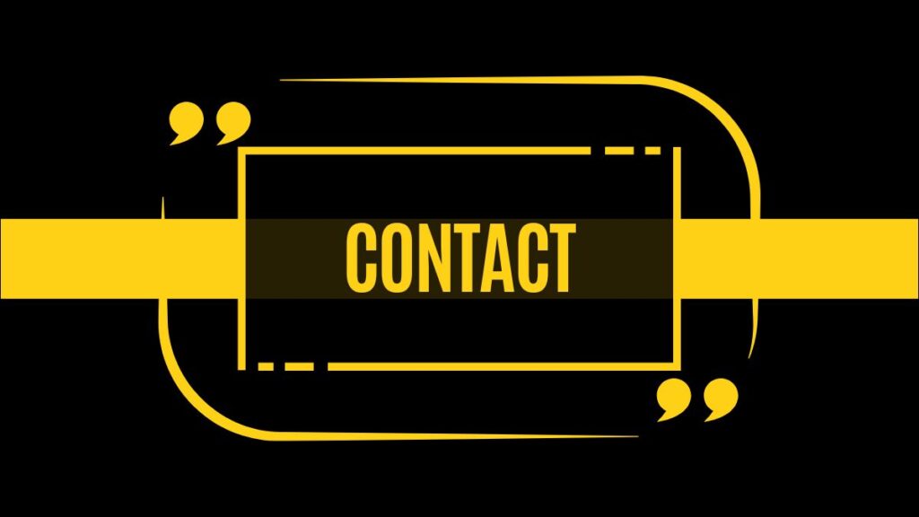 Quoteswordsmith contact page designed with beautiful yellow font having dark black background